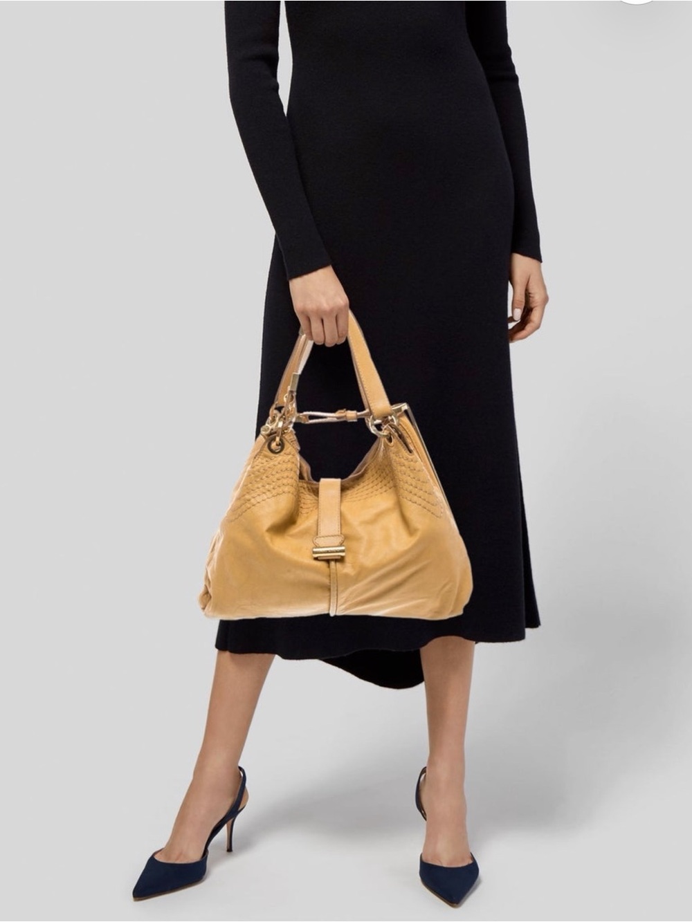Jimmy Choo Ayse Slouchy Yellow Leather Hobo Shoulder Bag - Picture 2 of 6